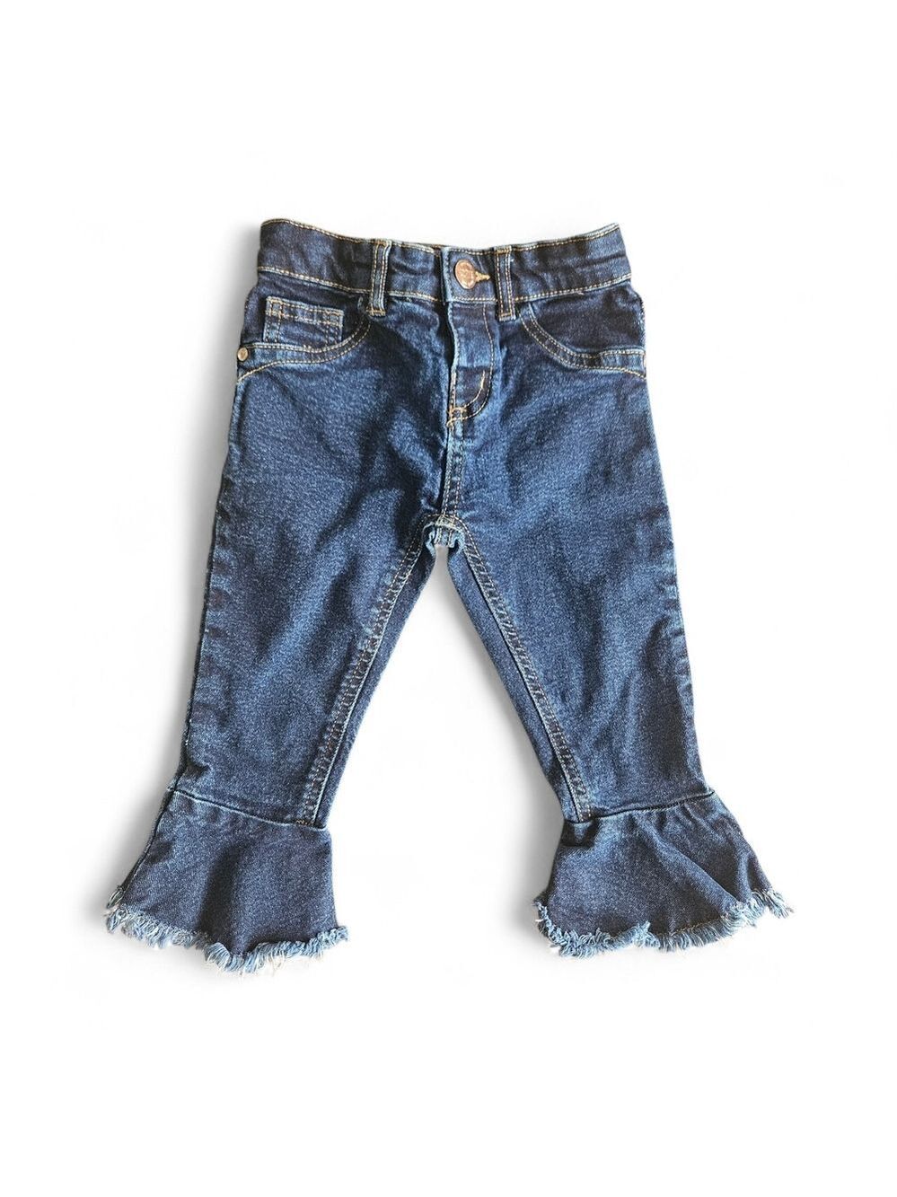 5/$25 Toddler Girls Denim Flare Jeans Ruffle Hem Dark Wash Size 2T